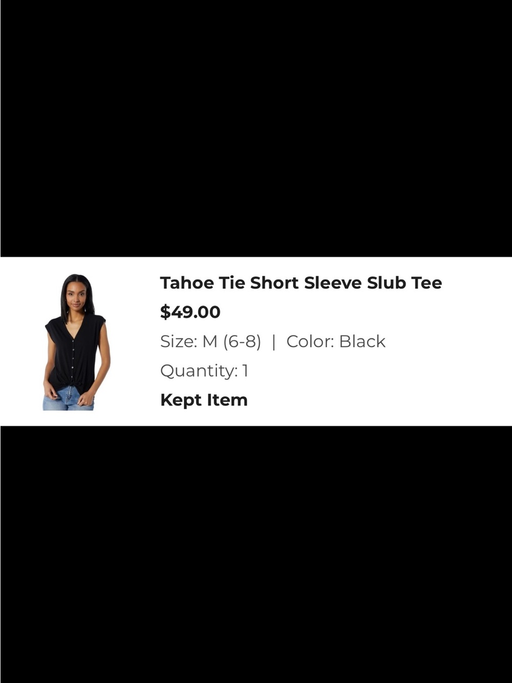 Tahoe Tie Short Sleeve Slub Tee - Black
